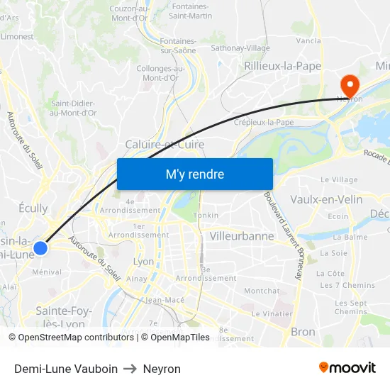 Demi-Lune Vauboin to Neyron map