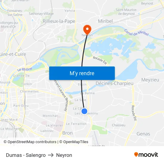 Dumas - Salengro to Neyron map