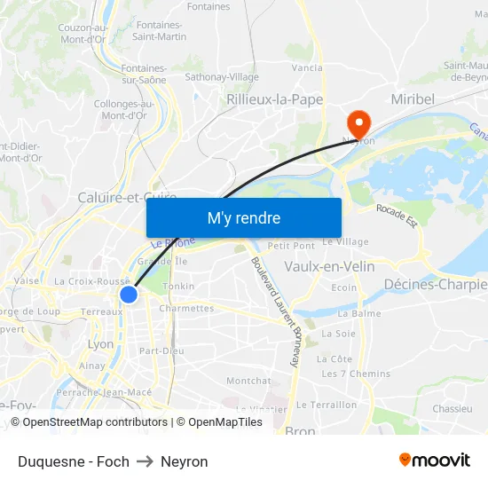 Duquesne - Foch to Neyron map