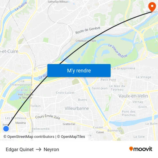 Edgar Quinet to Neyron map