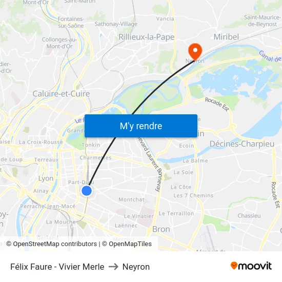 Félix Faure - Vivier Merle to Neyron map