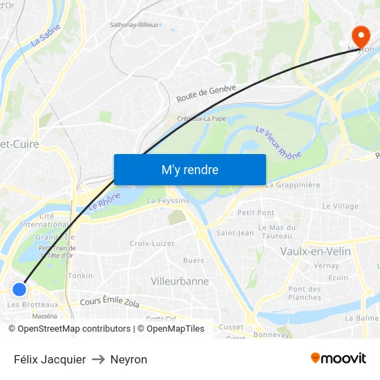 Félix Jacquier to Neyron map