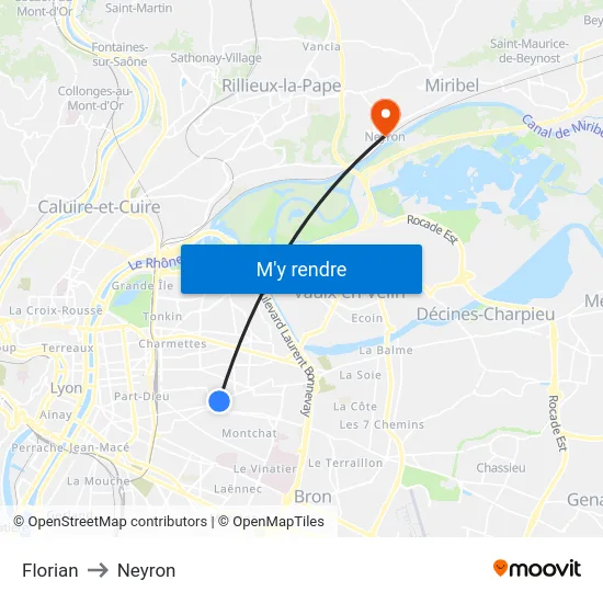 Florian to Neyron map
