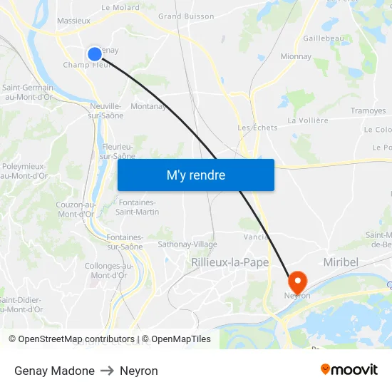 Genay Madone to Neyron map