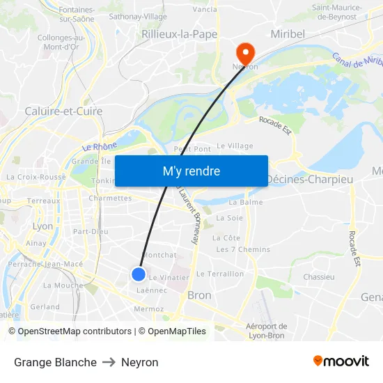 Grange Blanche to Neyron map