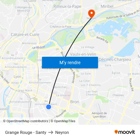 Grange Rouge - Santy to Neyron map