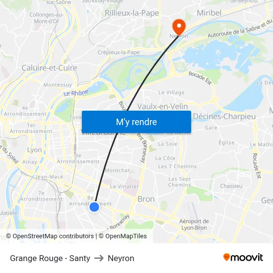 Grange Rouge - Santy to Neyron map