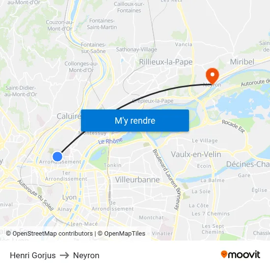 Henri Gorjus to Neyron map