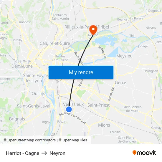 Herriot - Cagne to Neyron map