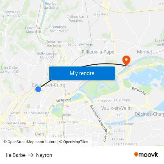 Ile Barbe to Neyron map