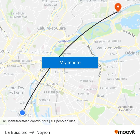 La Bussière to Neyron map