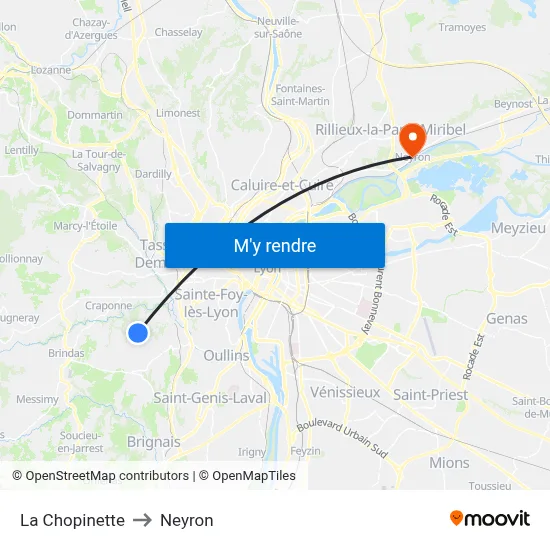 La Chopinette to Neyron map