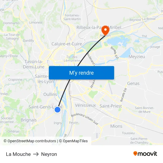 La Mouche to Neyron map