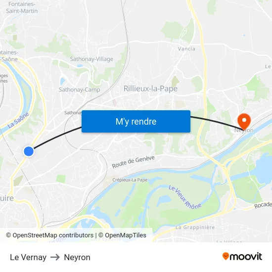 Le Vernay to Neyron map