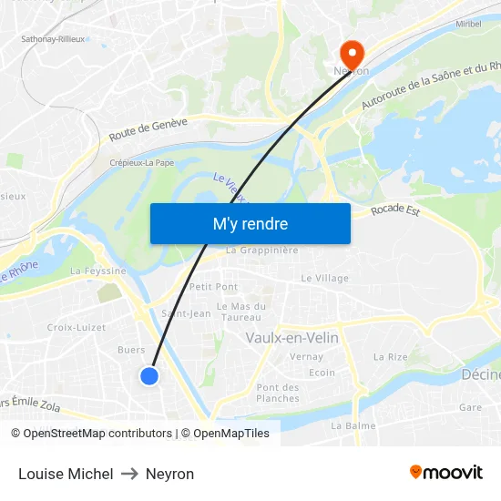 Louise Michel to Neyron map