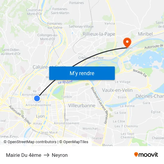 Mairie Du 4ème to Neyron map