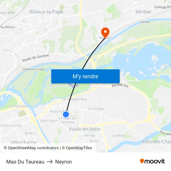Mas Du Taureau to Neyron map
