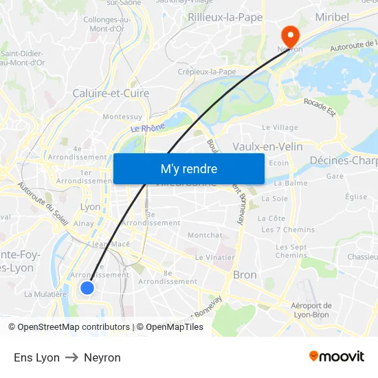 Ens Lyon to Neyron map
