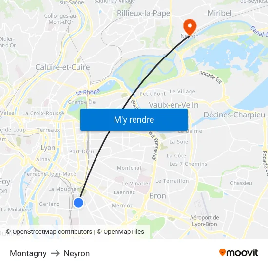Montagny to Neyron map