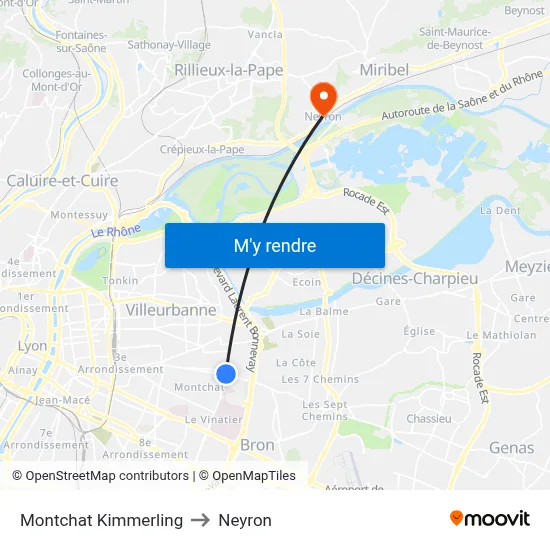 Montchat Kimmerling to Neyron map
