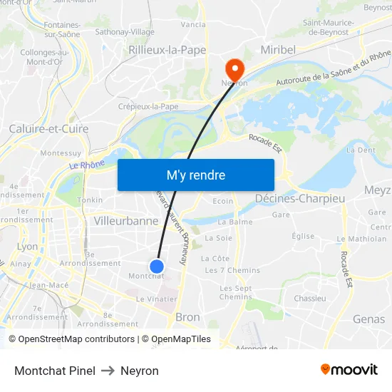 Montchat Pinel to Neyron map