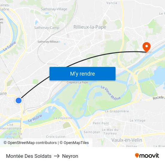 Montée Des Soldats to Neyron map