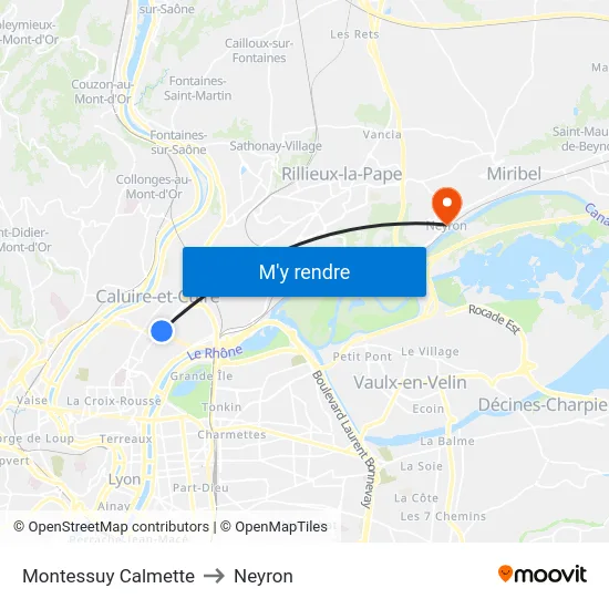 Montessuy Calmette to Neyron map