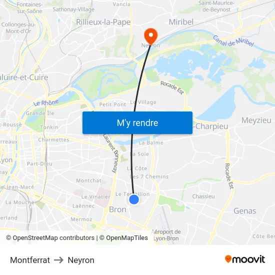 Montferrat to Neyron map