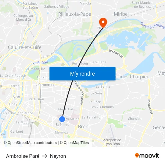 Ambroise Paré to Neyron map