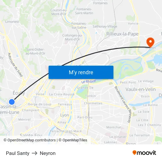 Paul Santy to Neyron map