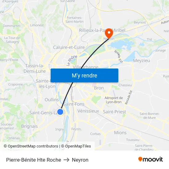 Pierre-Bénite Hte Roche to Neyron map