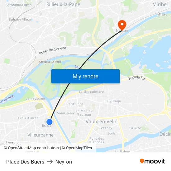 Place Des Buers to Neyron map