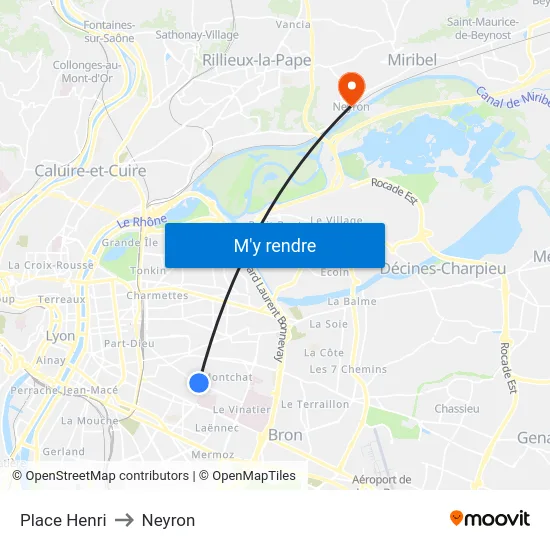 Place Henri to Neyron map