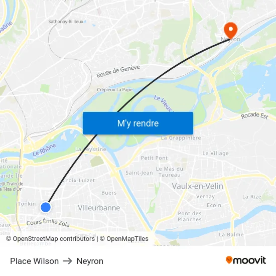 Place Wilson to Neyron map