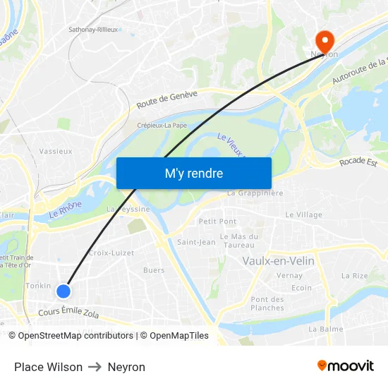 Place Wilson to Neyron map