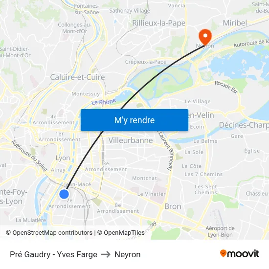 Pré Gaudry - Yves Farge to Neyron map