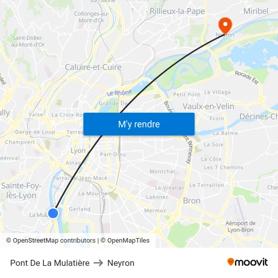 Pont De La Mulatière to Neyron map
