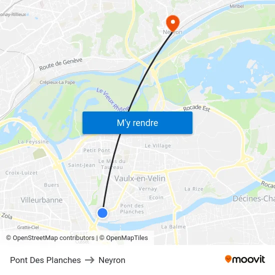 Pont Des Planches to Neyron map