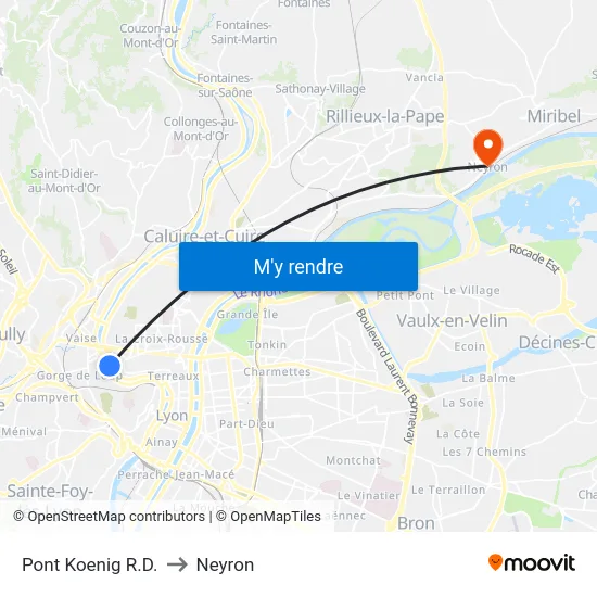 Pont Koenig R.D. to Neyron map