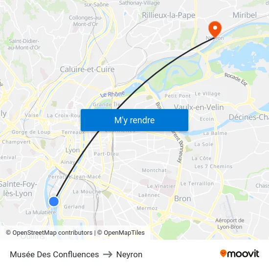 Musée Des Confluences to Neyron map