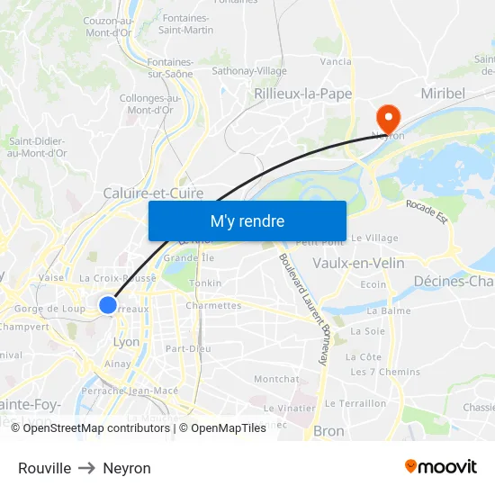 Rouville to Neyron map