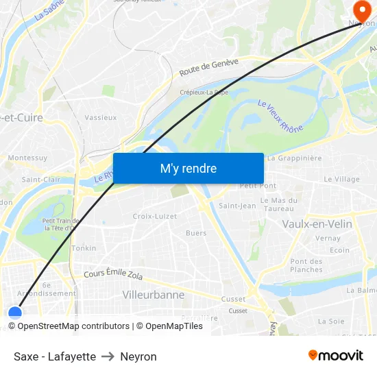Saxe - Lafayette to Neyron map