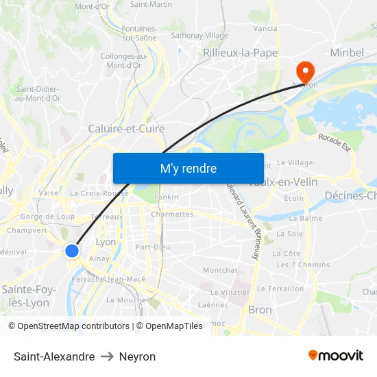 Saint-Alexandre to Neyron map