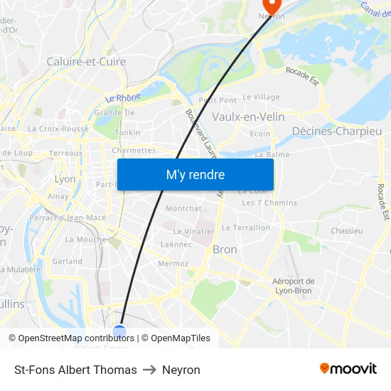 St-Fons Albert Thomas to Neyron map