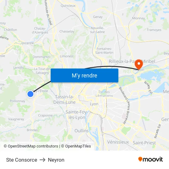 Ste Consorce to Neyron map
