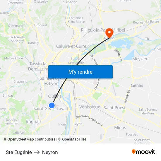 Ste Eugénie to Neyron map