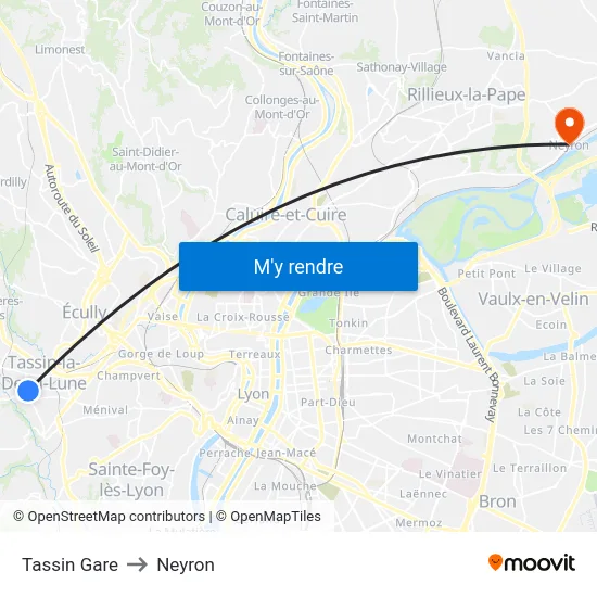 Tassin Gare to Neyron map