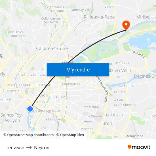 Terrasse to Neyron map