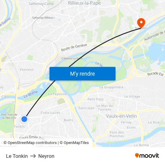 Le Tonkin to Neyron map