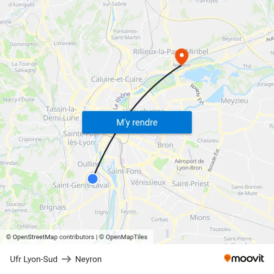 Ufr Lyon-Sud to Neyron map